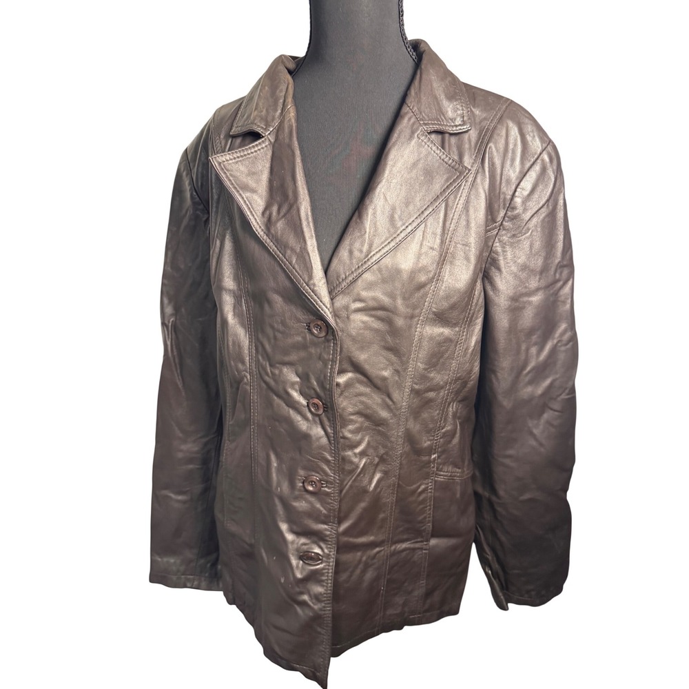Chadwicks Vintage Brown Leather Blazer Jacket Brown Womens Large
